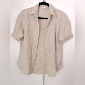 A&F Oversized Short Sleeve Linen Blend Shirt